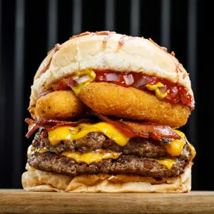 Muzza burger doble & papas