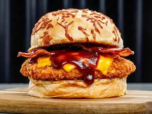 Pollo bacon burger & papas