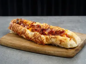Cheese bacon hot dog