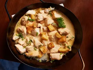 Pollo al verdeo con papas
