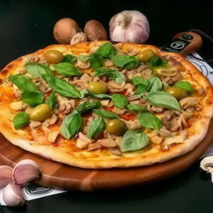 Ch champignon, ajo y albahaca