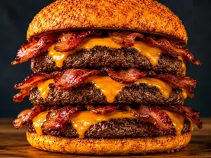 Triple con cheddar y bacon