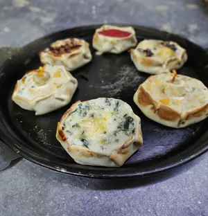Pizza de espinaca al huevo