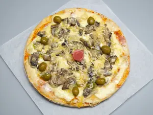 Pizza muzzarella con champiñón