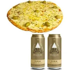 2 Latas De Cerveza Andes Origen Rubia 473 ml + 1 Pizza Muzzarella