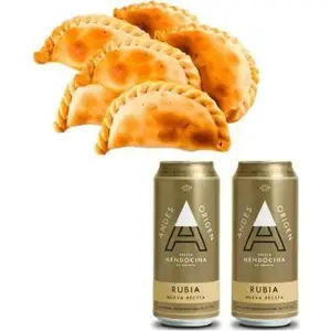 2 Latas De Cerveza Andes Origen Rubia 473 ml + 6 Empanadas