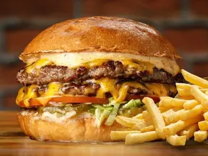 American doble veggie + papas
