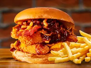 Pollo bbq doble + papas