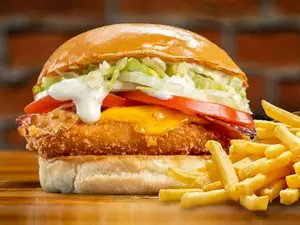 Pollo deluxe simple + papas