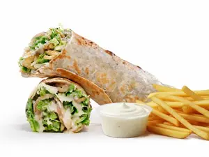 Wrap caesar + papas -sin pollo