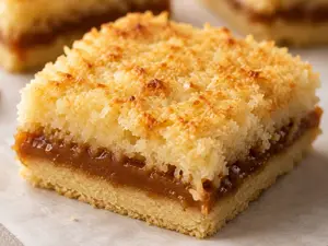 Cuadrado de coco y dulce de leche