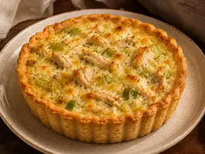 Tarta de pollo y puerro