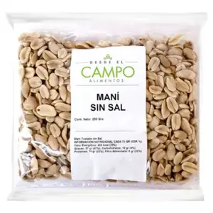 Maní Tostado Desde El Campo Alimentos Sin Sal 250 g