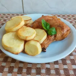 Pata muslo al horno con guarnicion