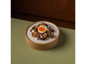 Papas, Portobellos y Huevo Soft