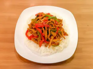 Arroz cerdo agridulce picante