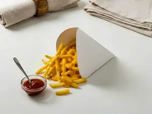 Cono de papas fritas más cheddar