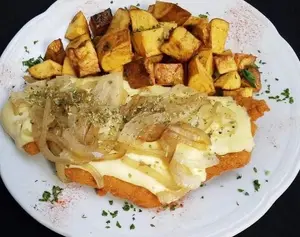 Milanesa pollo fugazzeta