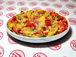 Ensalada caliente de berenjena y morrón
