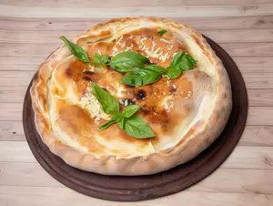 Pizza rellena jamón y muzza