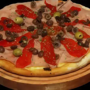Pizza muzza con jamon y morron