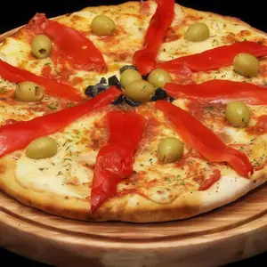 Pizza muzzarella con morrones