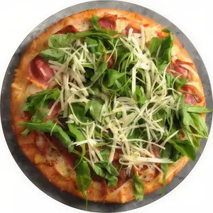 Muzza, crudo y rúcula indi