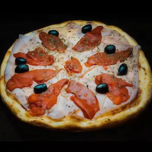 Pizza grande jamón y morrones