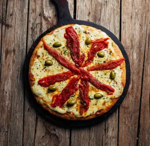 Pizza mozzarella con morrones