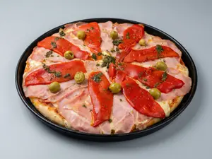 Pizza con jamón y morrones xl