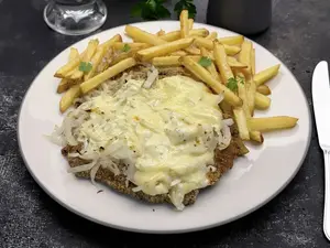 Milanesa fugazzeta pan/ fritas