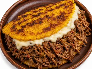Cachapa con carne y queso