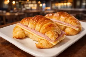 Medialunas de manteca con jamon y queso