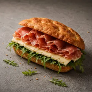 Focaccia de crudo y queso