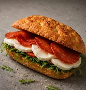 Focaccia de mozzarella y peperoni