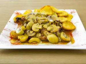 1/4 de pollo pechuga al champi