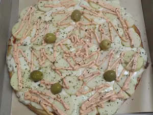 Pizza palmitos con jamon
