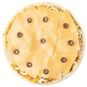 Pizza con cheddar y lomito