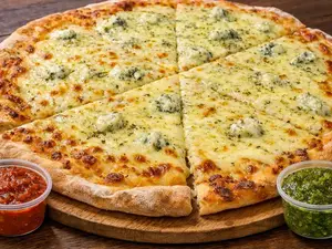 Pizza grande 4 quesos + 2 salsas