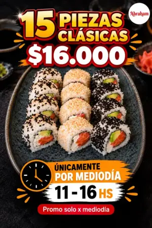 PROMO 15 PIEZAS SUSHI APTO MEDIODIA!