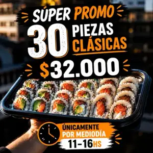 Promo 30 piezas DE SUSHI APTO SOLO MEDIODIA!