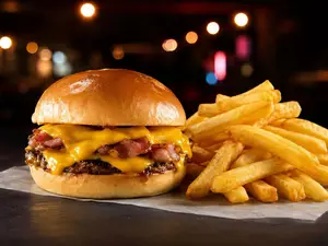 Cheese bacon con papas