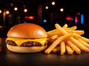 Cheese burger con papas