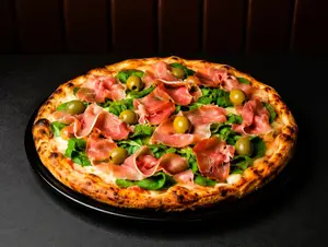 Pizza rúcula y crudo