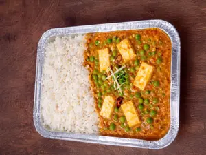 Mutter paneer y rice