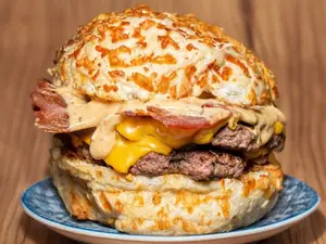 Garden burger doble c/ papas