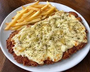 Milanesa a la fugazzeta con guarnición
