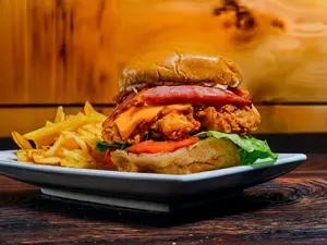 Burguer krunchy+guarnic