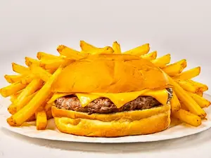 Cheeseburger simple + papas