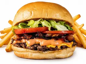 Simple hamburguesarda + papas
